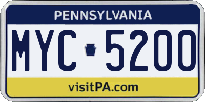 PA license plate MYC5200