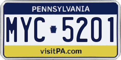 PA license plate MYC5201