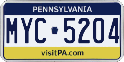 PA license plate MYC5204