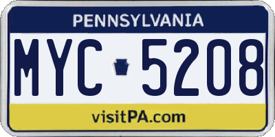 PA license plate MYC5208
