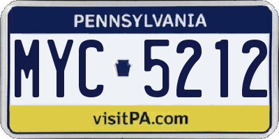 PA license plate MYC5212