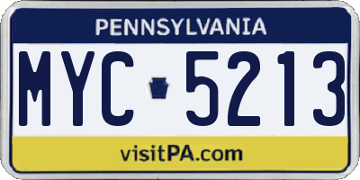 PA license plate MYC5213