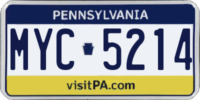 PA license plate MYC5214