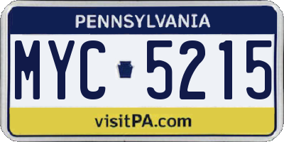 PA license plate MYC5215