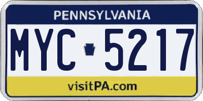 PA license plate MYC5217