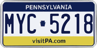 PA license plate MYC5218