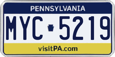 PA license plate MYC5219