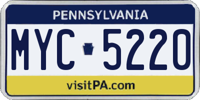 PA license plate MYC5220