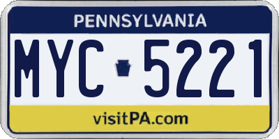 PA license plate MYC5221