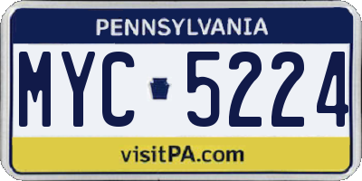 PA license plate MYC5224