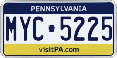 PA license plate MYC5225