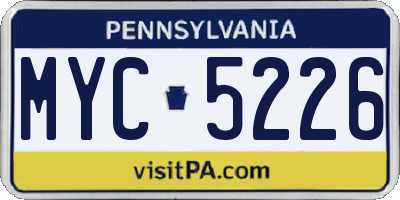 PA license plate MYC5226