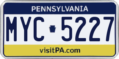 PA license plate MYC5227