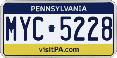 PA license plate MYC5228