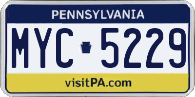 PA license plate MYC5229