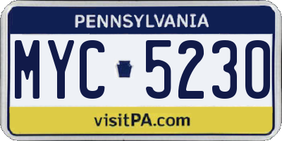 PA license plate MYC5230