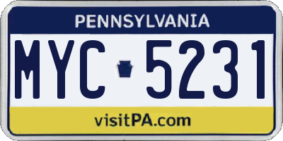 PA license plate MYC5231
