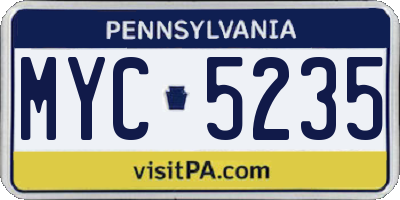 PA license plate MYC5235