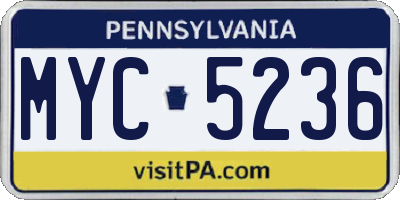 PA license plate MYC5236