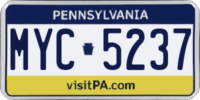 PA license plate MYC5237