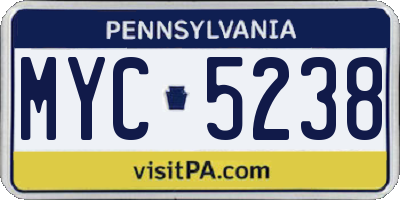 PA license plate MYC5238