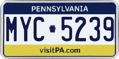 PA license plate MYC5239