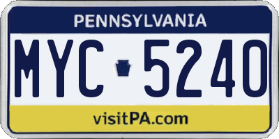 PA license plate MYC5240
