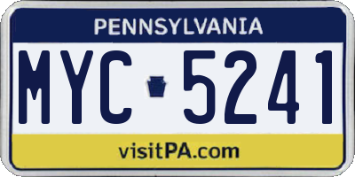 PA license plate MYC5241