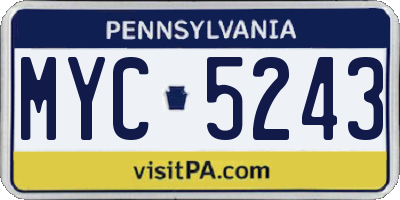PA license plate MYC5243