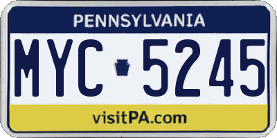 PA license plate MYC5245