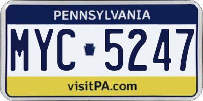 PA license plate MYC5247
