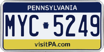 PA license plate MYC5249