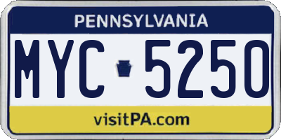 PA license plate MYC5250