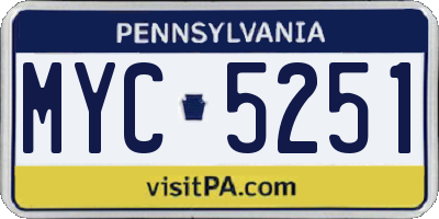 PA license plate MYC5251