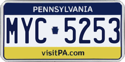 PA license plate MYC5253