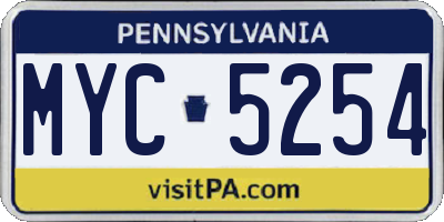PA license plate MYC5254