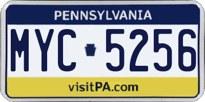 PA license plate MYC5256