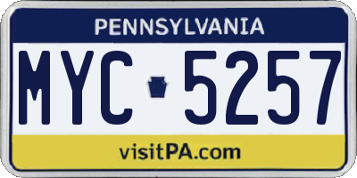 PA license plate MYC5257