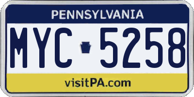 PA license plate MYC5258