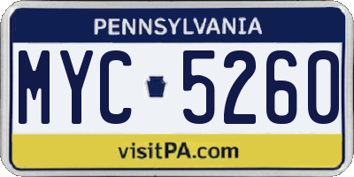 PA license plate MYC5260