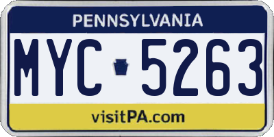 PA license plate MYC5263