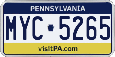 PA license plate MYC5265