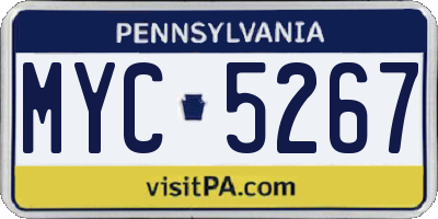 PA license plate MYC5267