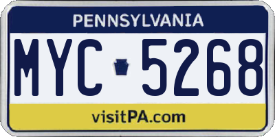 PA license plate MYC5268