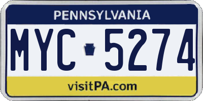 PA license plate MYC5274
