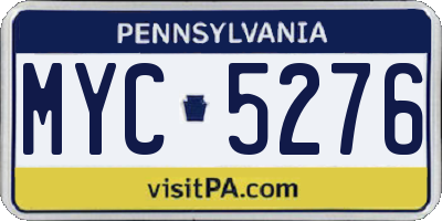 PA license plate MYC5276