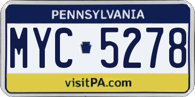 PA license plate MYC5278