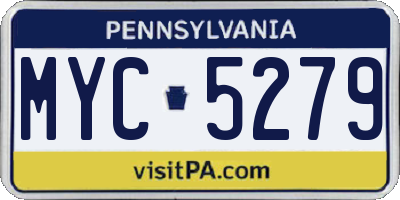 PA license plate MYC5279