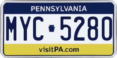 PA license plate MYC5280