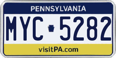 PA license plate MYC5282